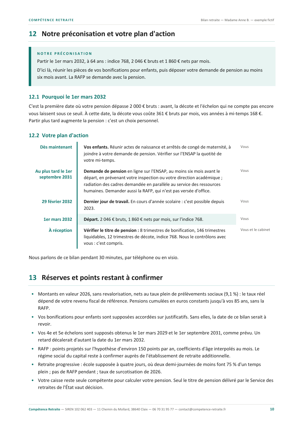 Exemple de bilan, page 10 sur 11