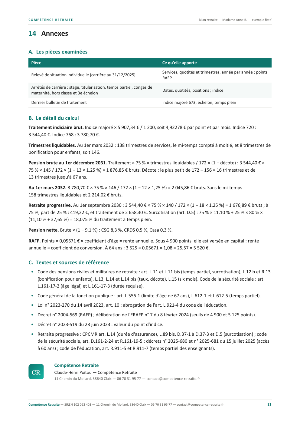Exemple de bilan, page 11 sur 11